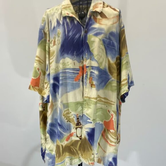 Tommy Bahama XL Silk Button Down Hawaiian Shirt Beach Island Vacation Original - Picture 1 of 4
